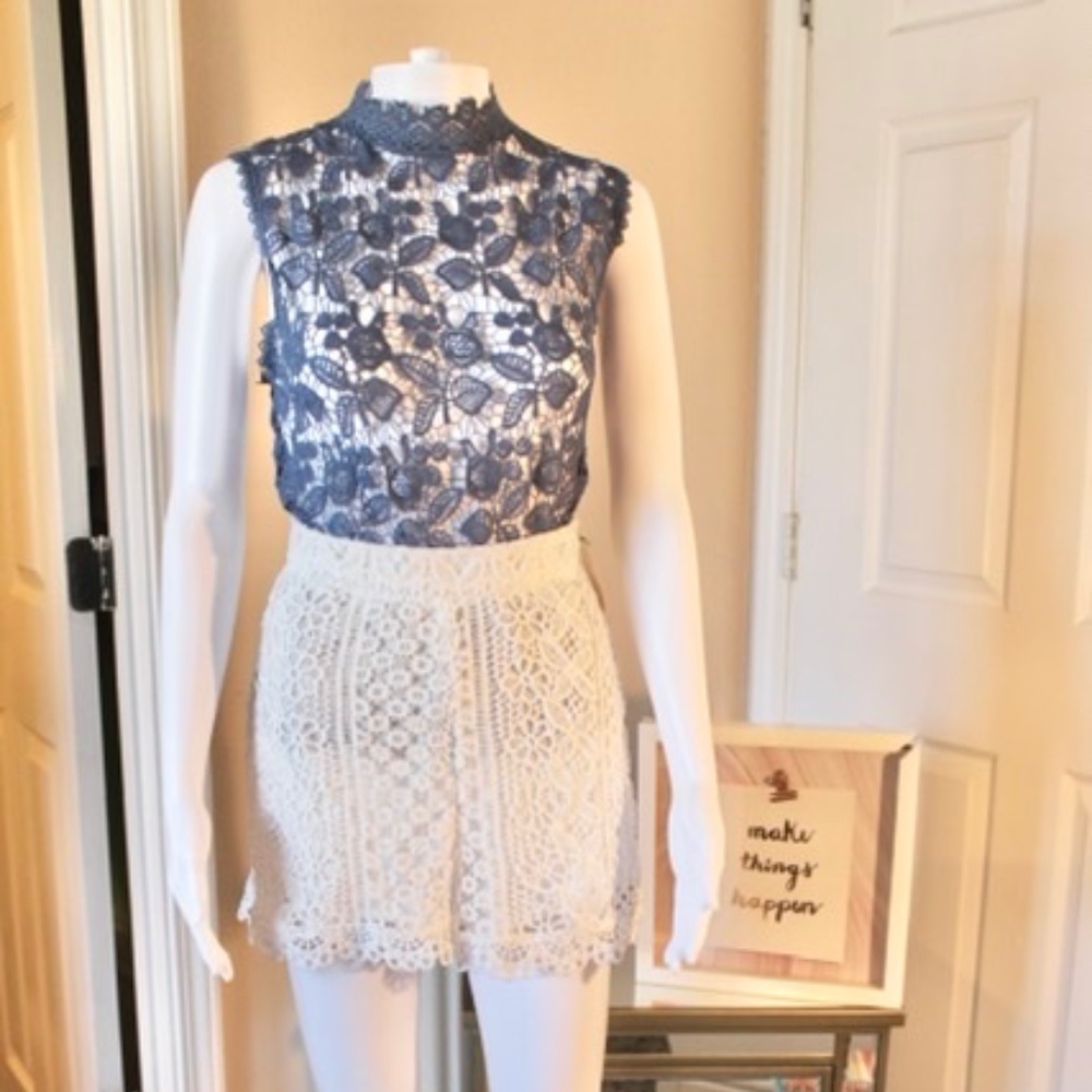 Brand: Chance or Fate. Lace blue top. Size L